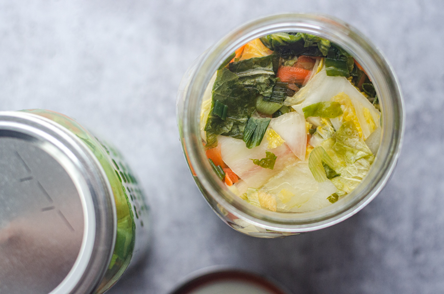 If you're not a fan of super-spicy kimchi, this white kimchi is perfect for you! Low-carb, Paleo, vegan.