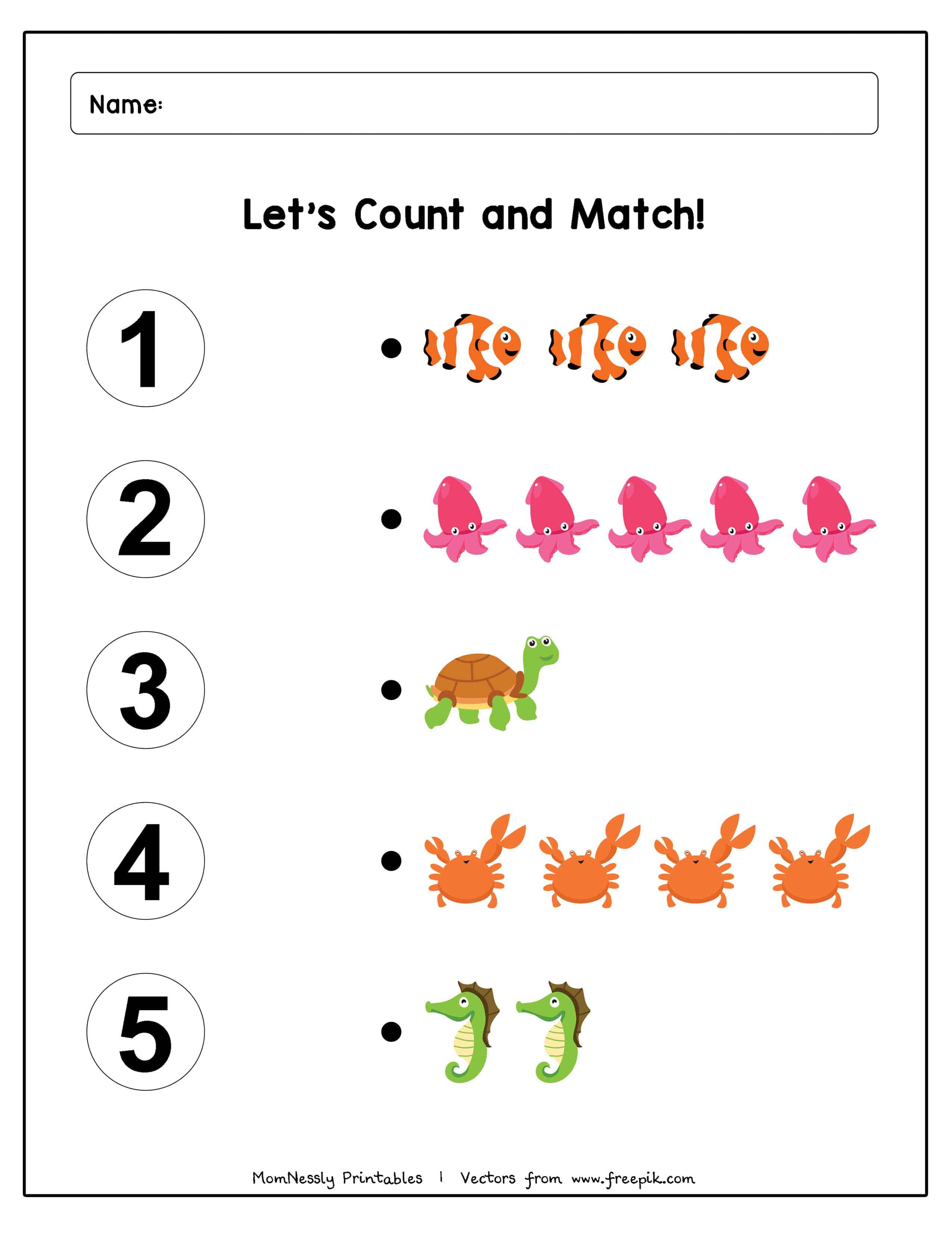 Count and Match Worksheets