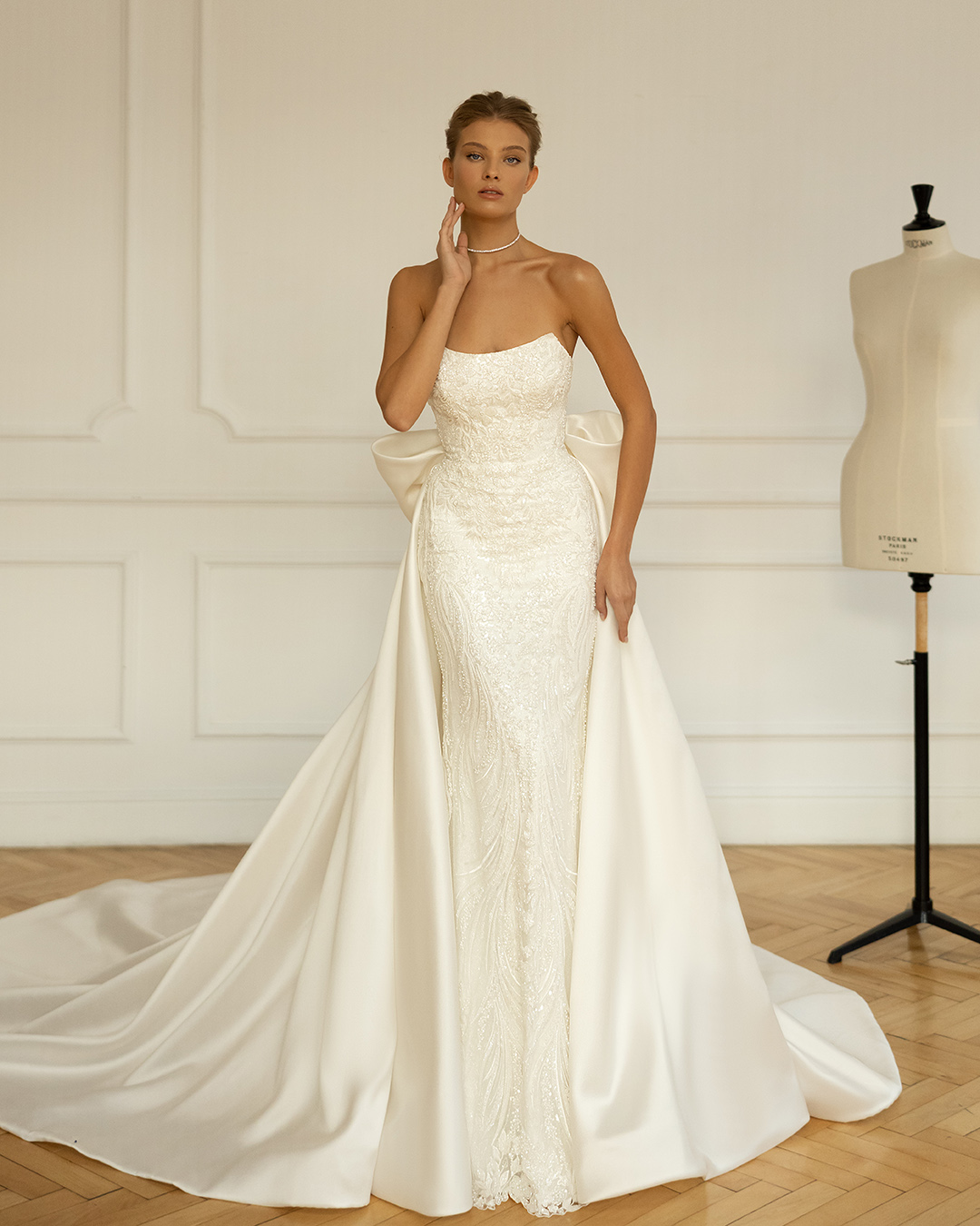 lace wedding dresses mermaid with overskirt sweetheart neckline eva lendel