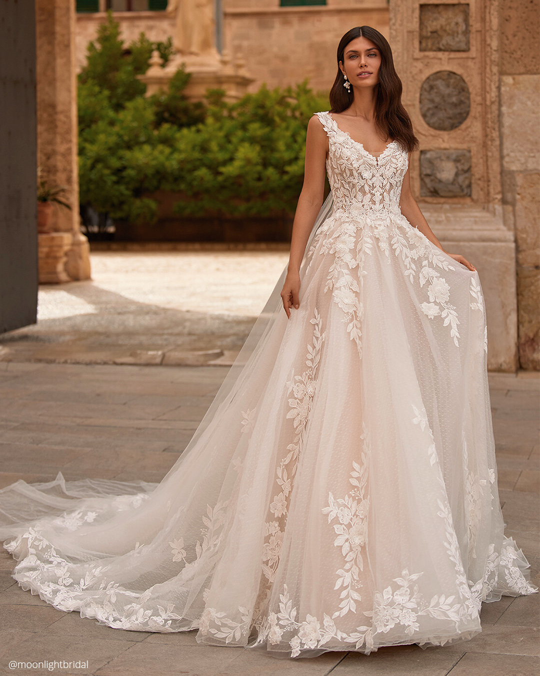 lace wedding dresses a line blush romantic moonlight