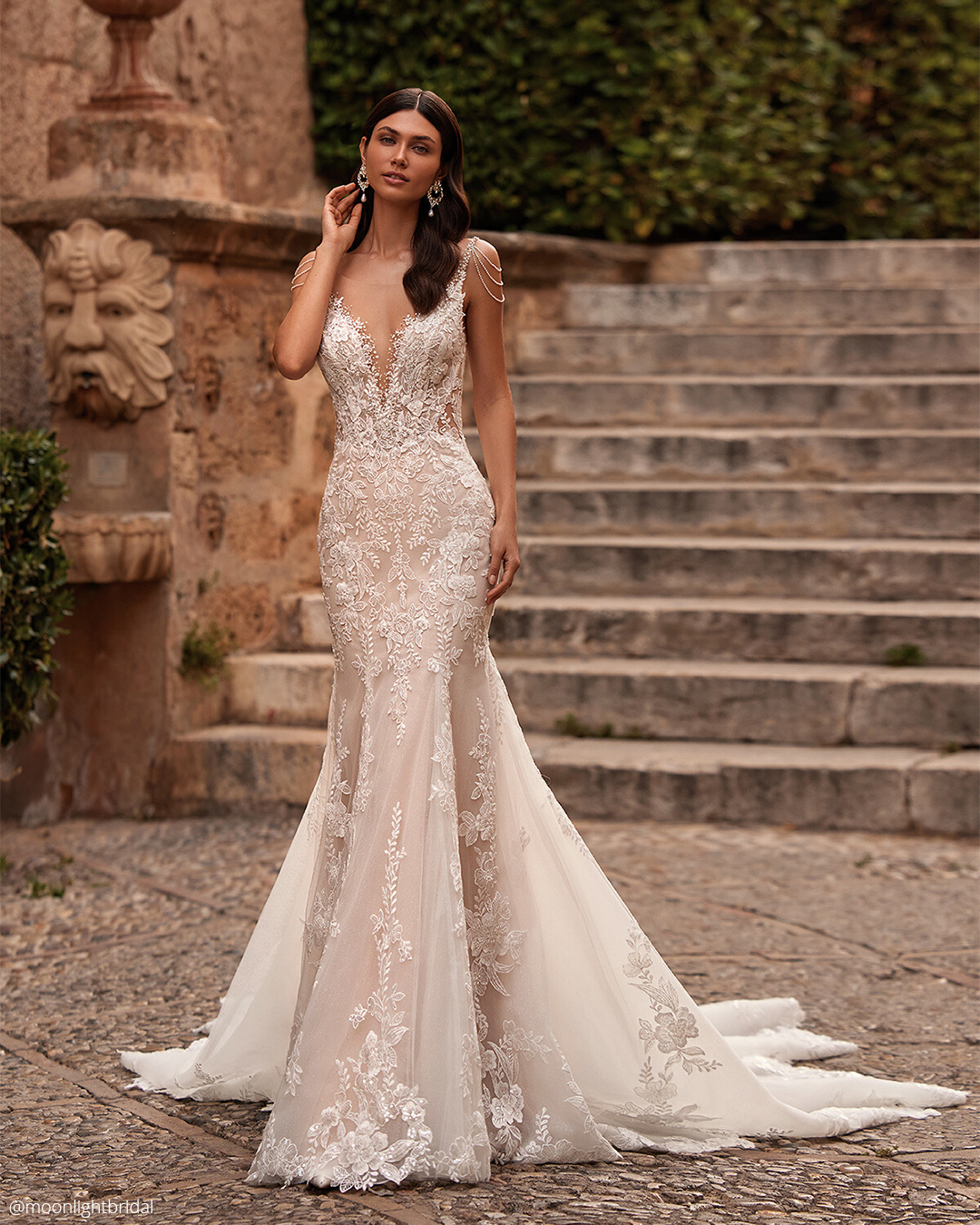 lace wedding dresses fit and flare sexy blush moonlight