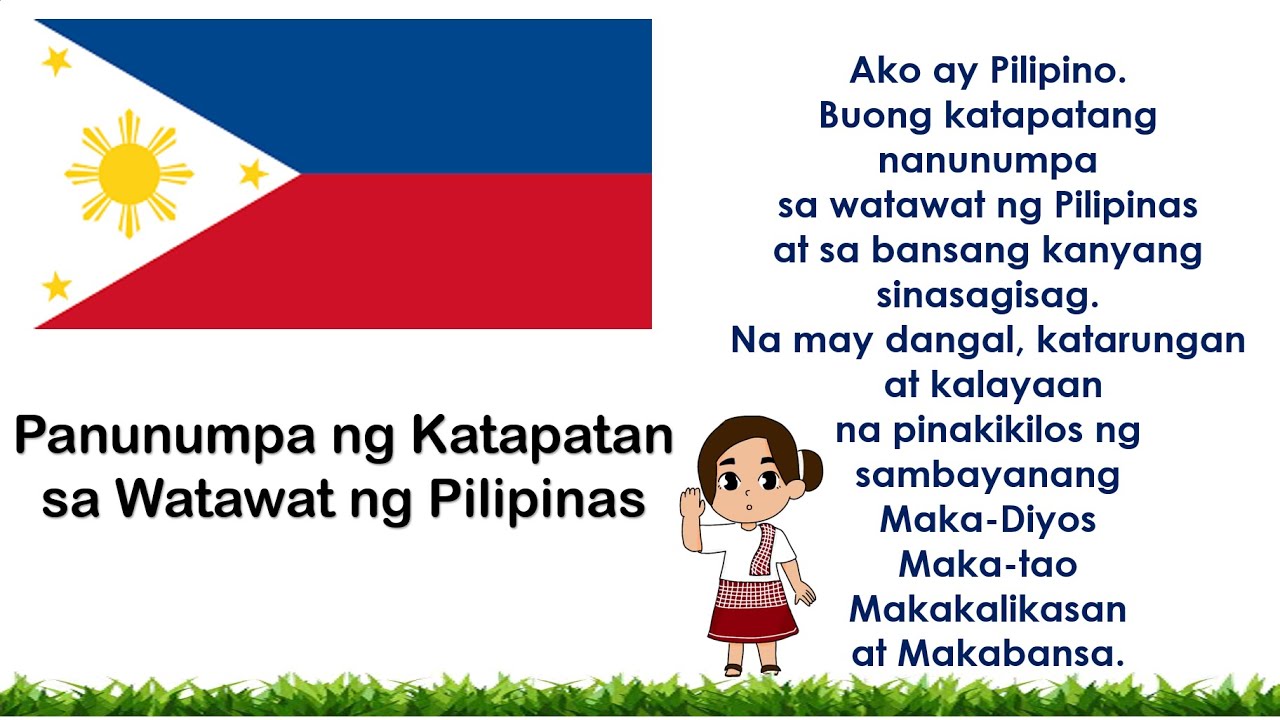 Panunumpa Ng Katapatan Sa Watawat Ng Pilipinas Philippine National ...