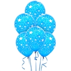 Blue and White Stars Latex Balloons (6)