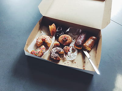 baked donut on box