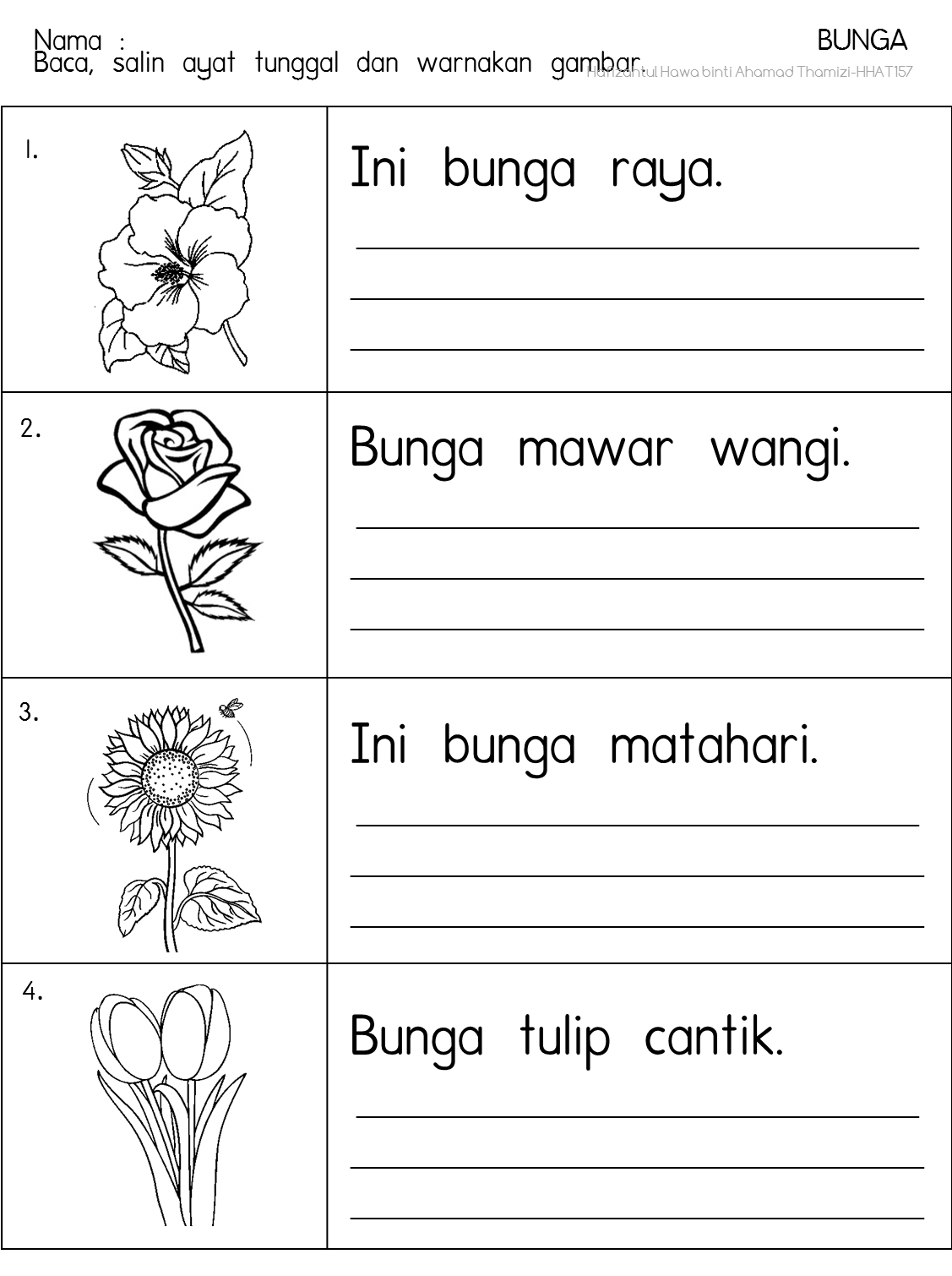 Lembaran Kerja Prasekolah Tema Bunga Bungaan Modul Pdpr Prasekolah | My ...