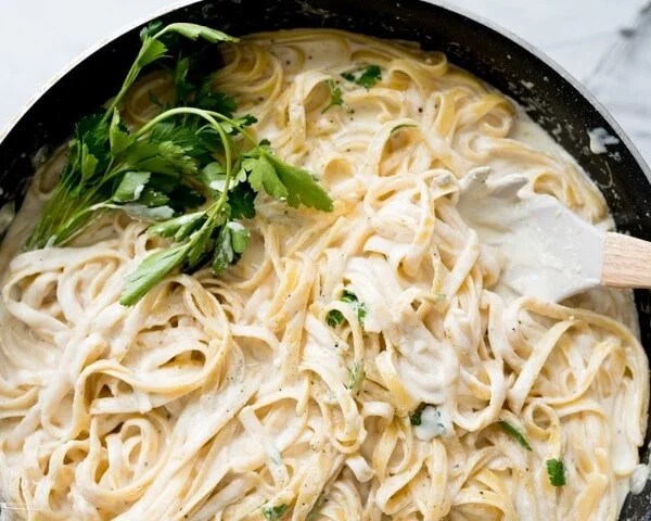 Alfredo Sauce with fettuccine pasta