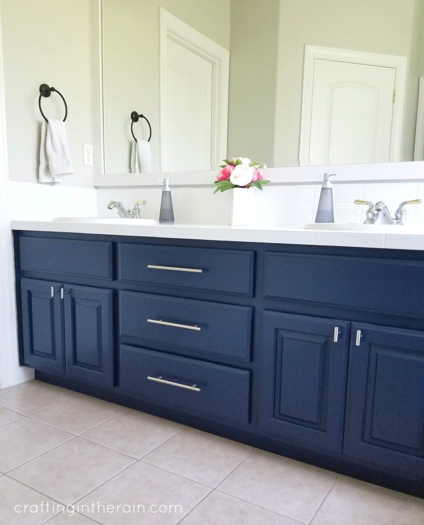 Navy bathroom vanity