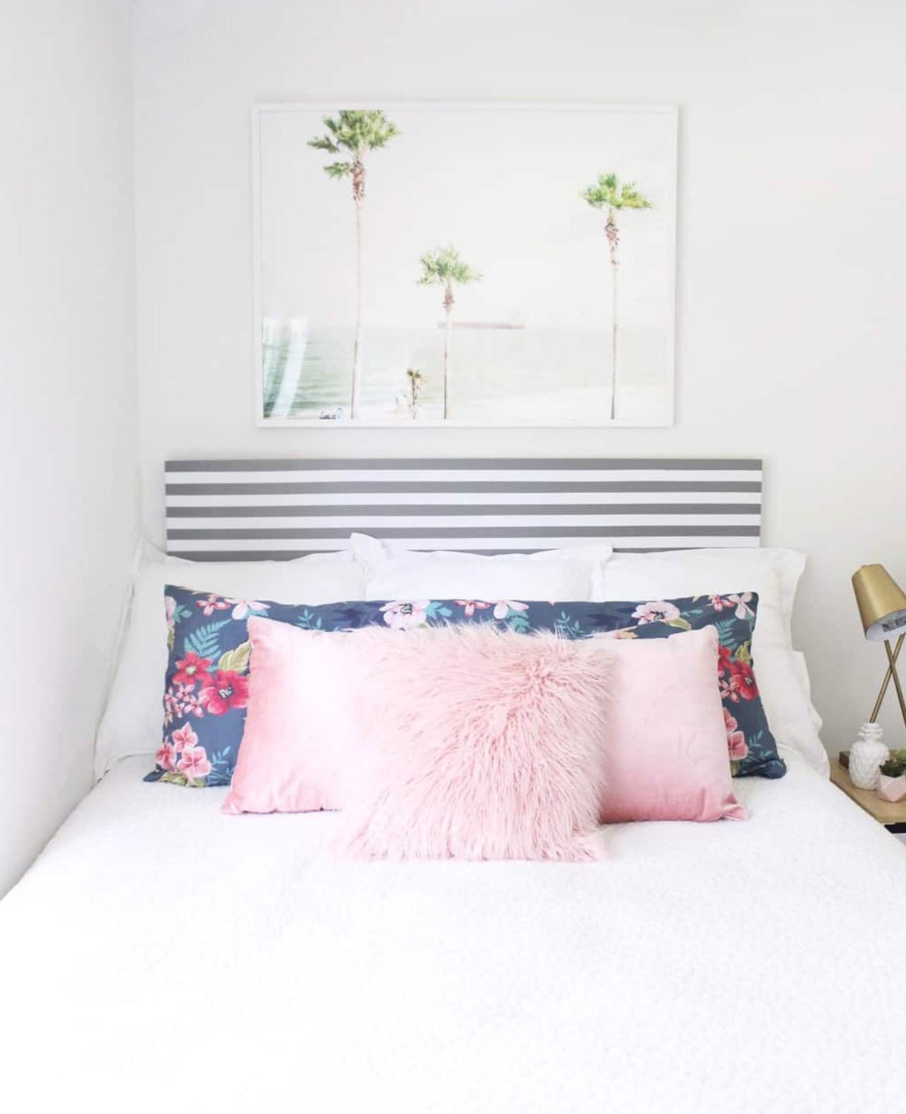 DIY stripped IKEA headboard using tape