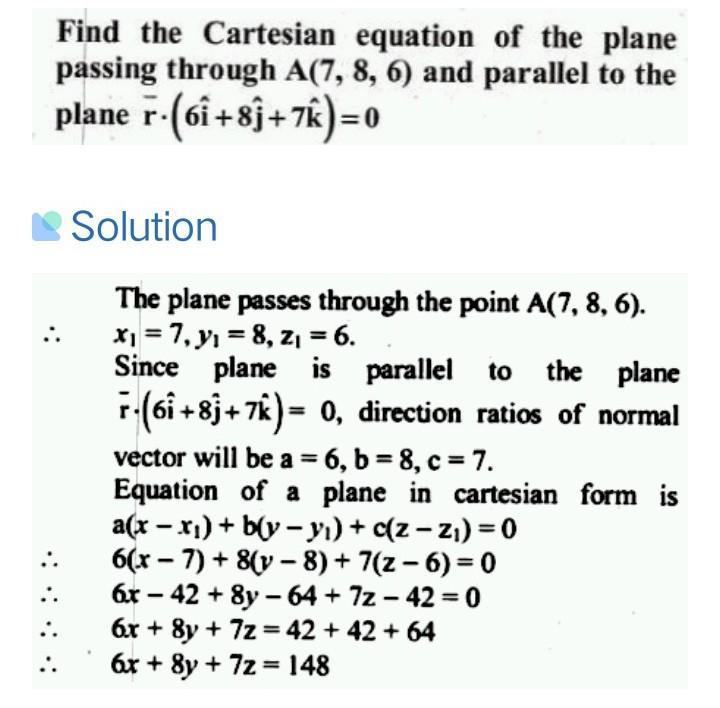 Cartesian Equation Of The Plane Passing