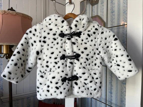 Vintage 102 Dalmatians Coat White Faux