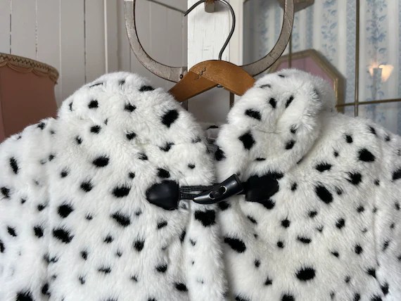 Vintage 102 Dalmatians Coat White Faux