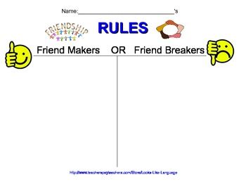 friendship rules free printable graphic organizer school social work social skills friendship rules