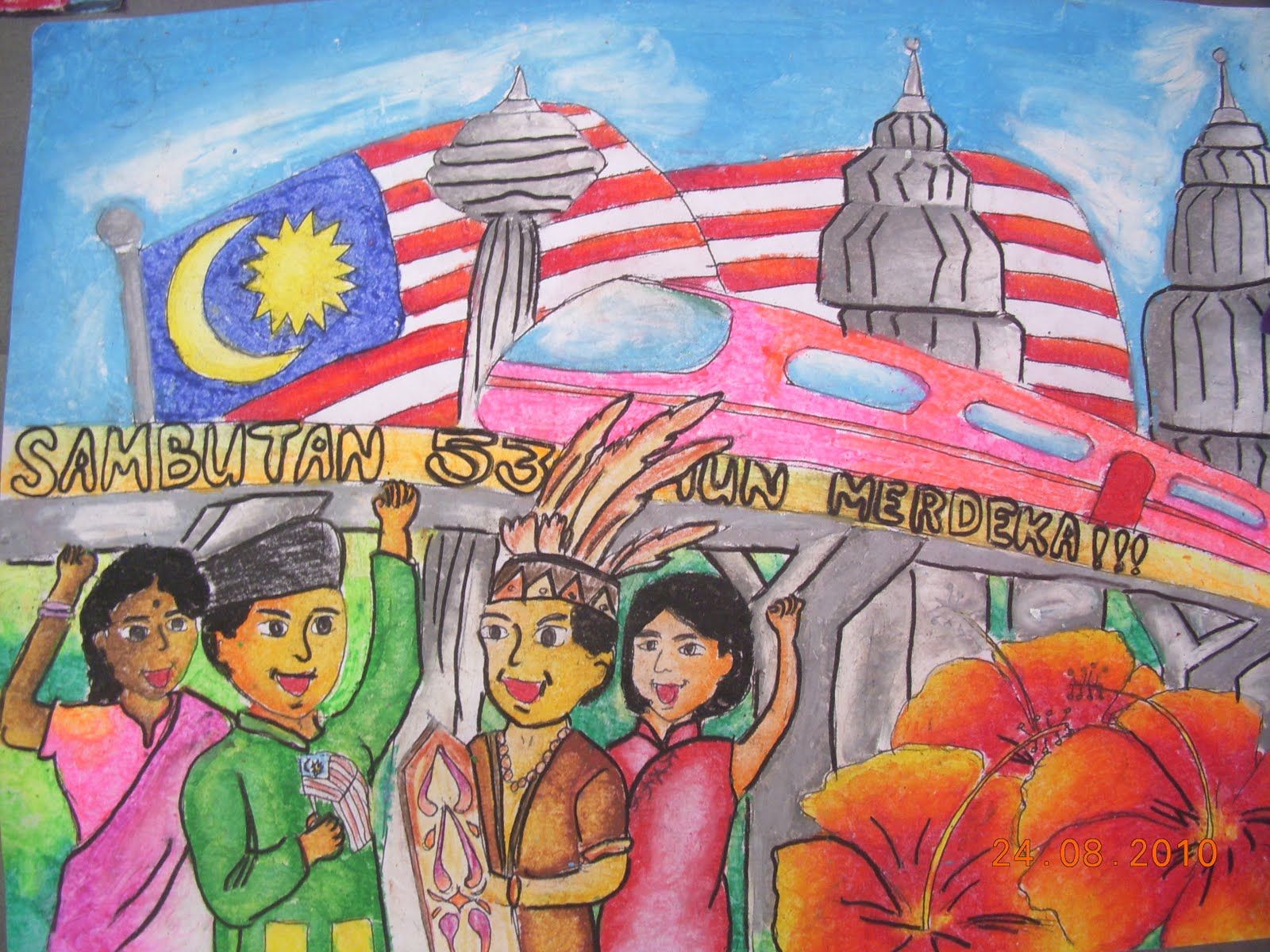 Colouring Merdeka Drawing Poster Merdeka Poster Drawing Creative Art ...