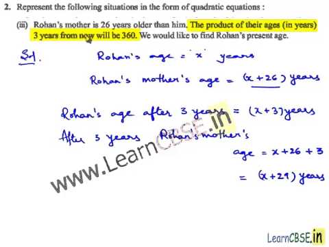 Algebra Quadratic Equation For