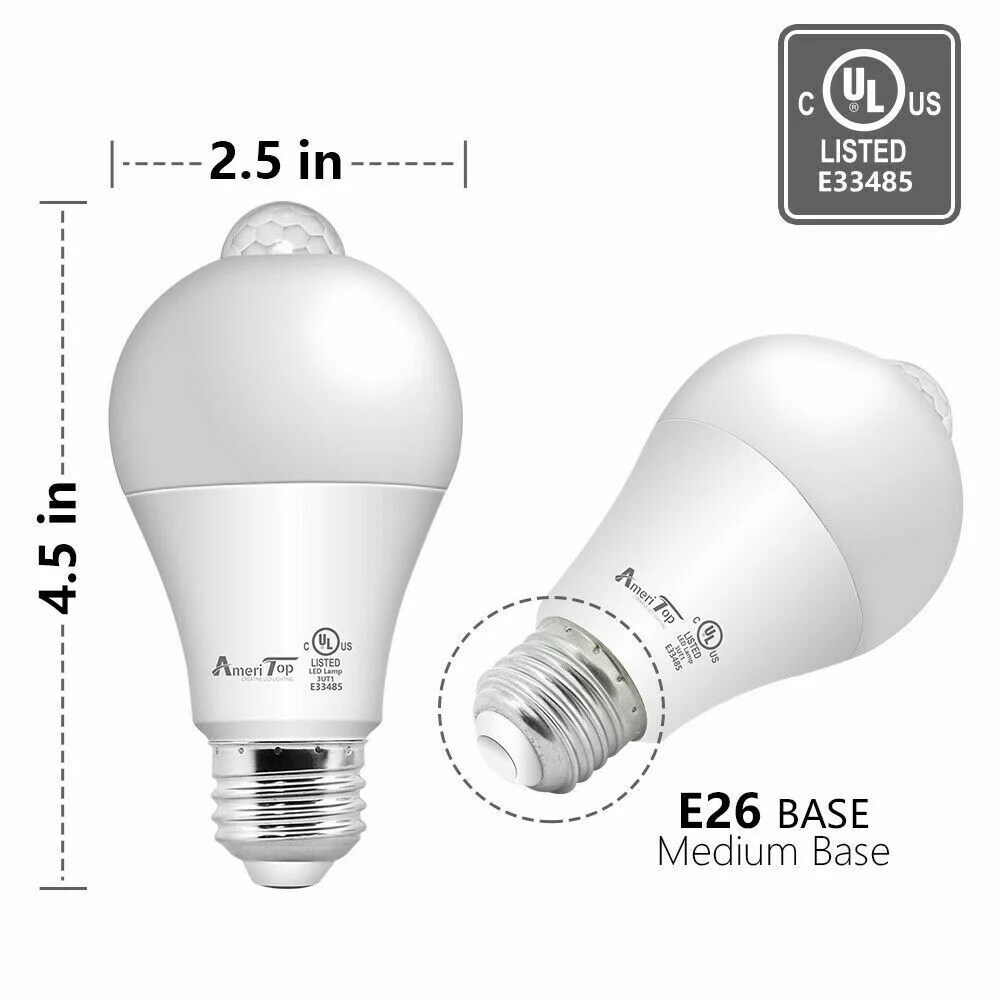 Motion Sensor Light Bulb 2 Pack 10w