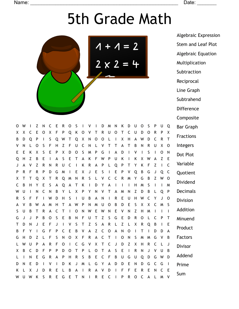 Free Printable Math Word Search - Printable Word Searches