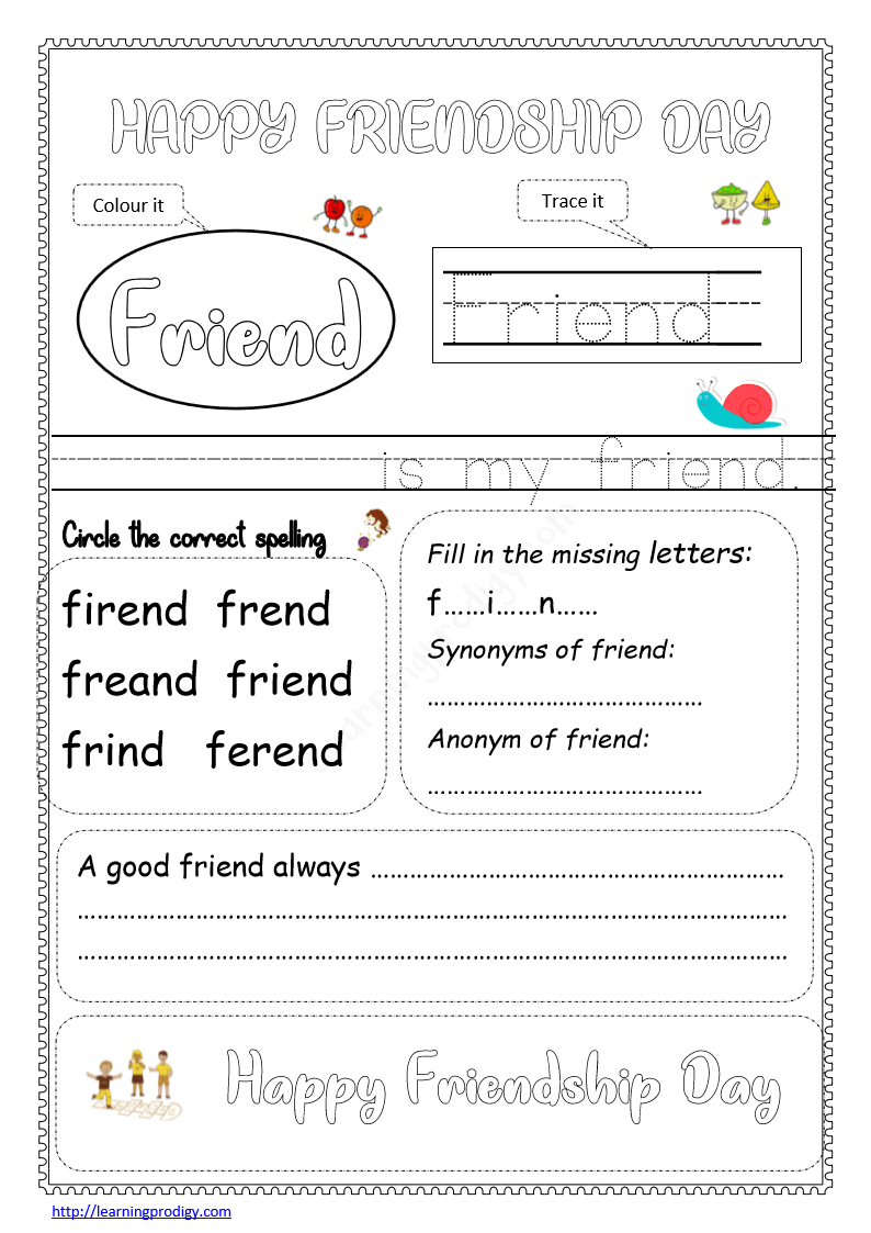 freeprintable friendship day worksheet archives learningprodigy