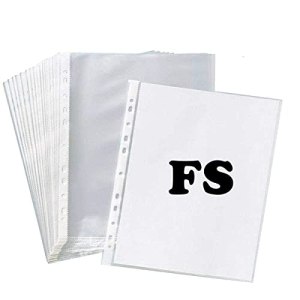 FutureX Heavy Duty Transparent Document Sleeves, Leaf Sheet Clear Certificates/Waterproof Sheet Protectors 11 Holes Punched Ring Files Folder (200 Microns, FS_Pack of 50)