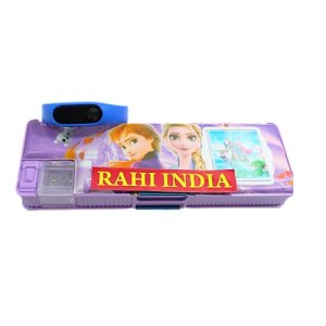 RAHI INDIA Barbie Magnetics Multipurpose Plastic Pencil Box with Calculator & Dual Sharpener with Digital Watch Free