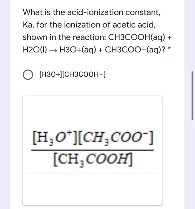 Acid Ionization Constant Ka