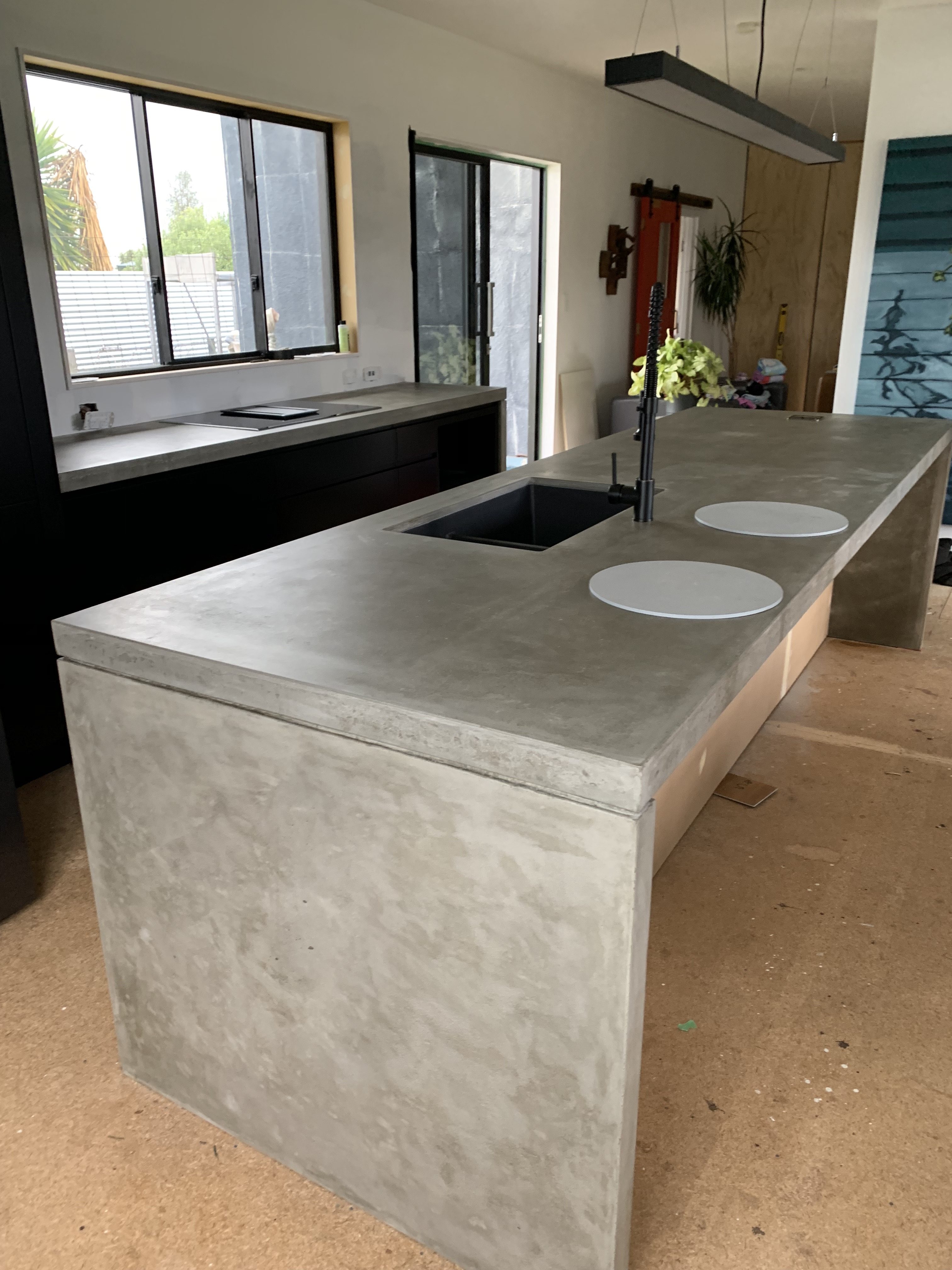 Kitchen Island with Waterfall Ends Private Client Raw Concrete Design