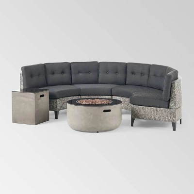 Baltaire 6pc Wicker Round Sectional Set