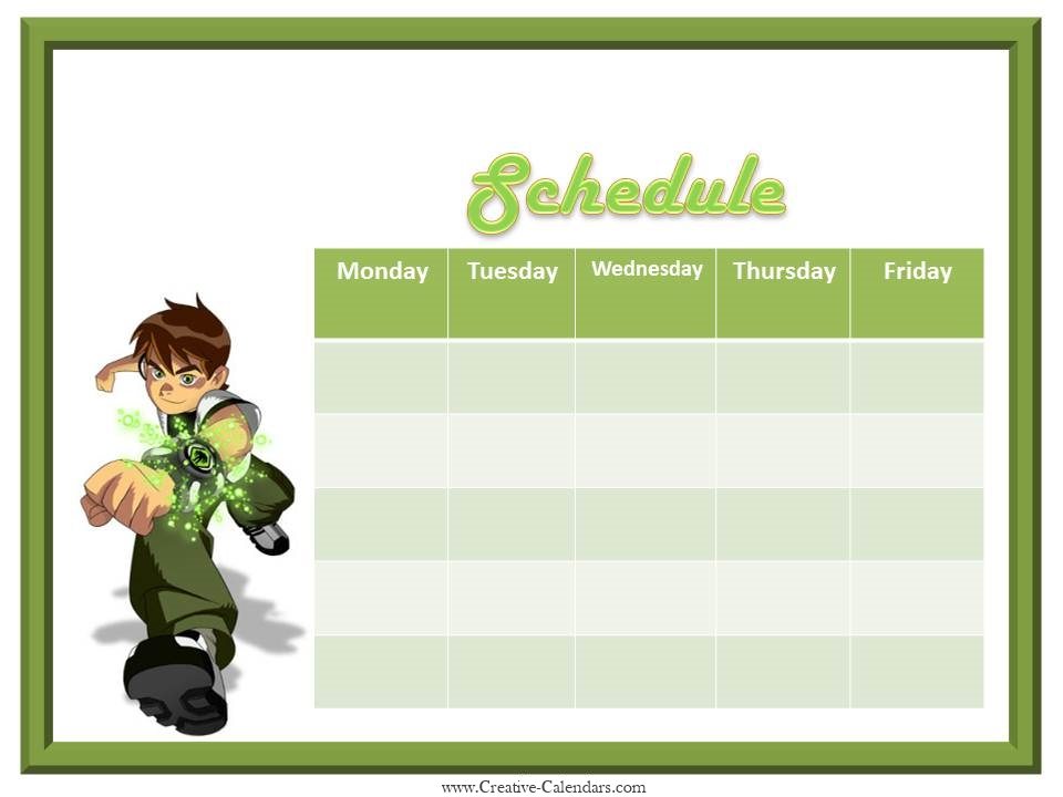 weekly planner for boys