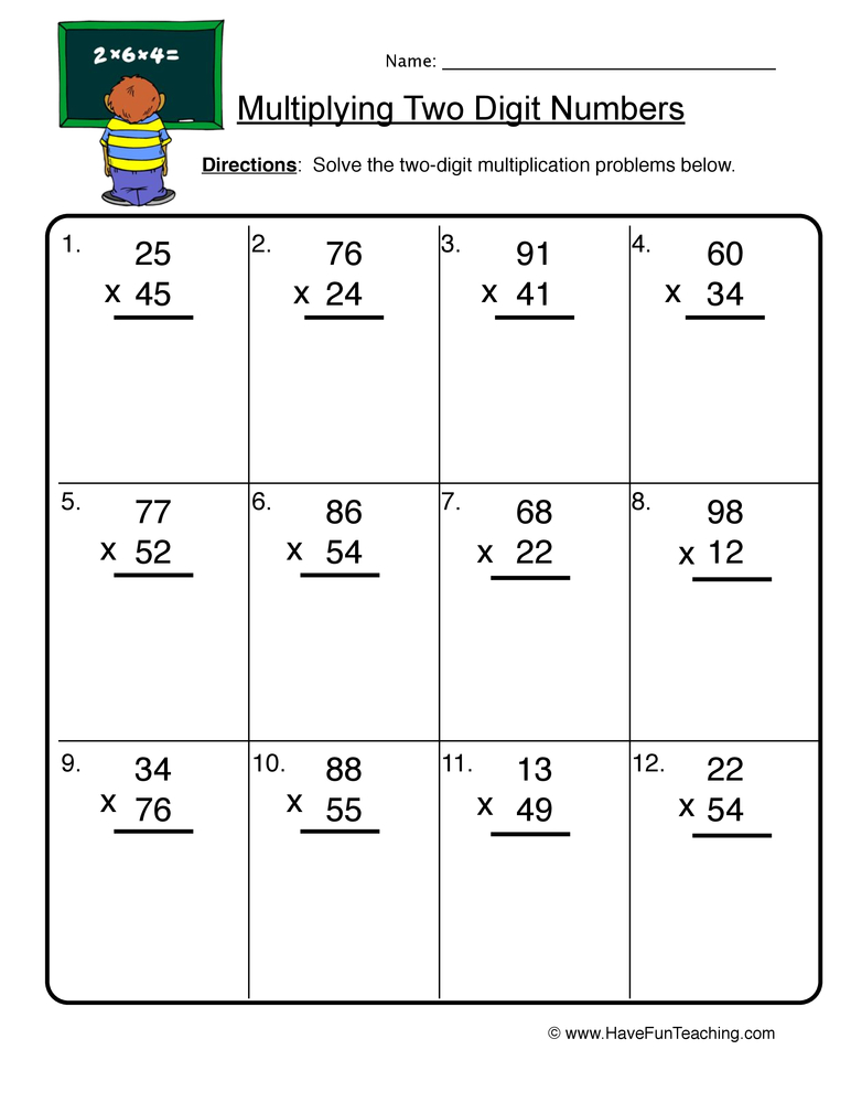 Multiplication Worksheets Double Digit Printable - Printable Calendars ...