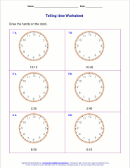 Second Grade Math Worksheets Free Printable K5 Learning Telling Time 