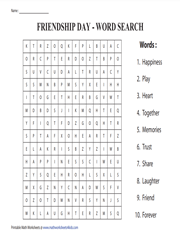 friendship day worksheets