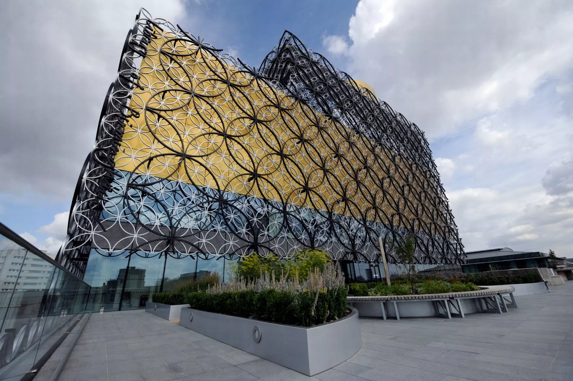 The roof top terrace of the Library of Birmingham.