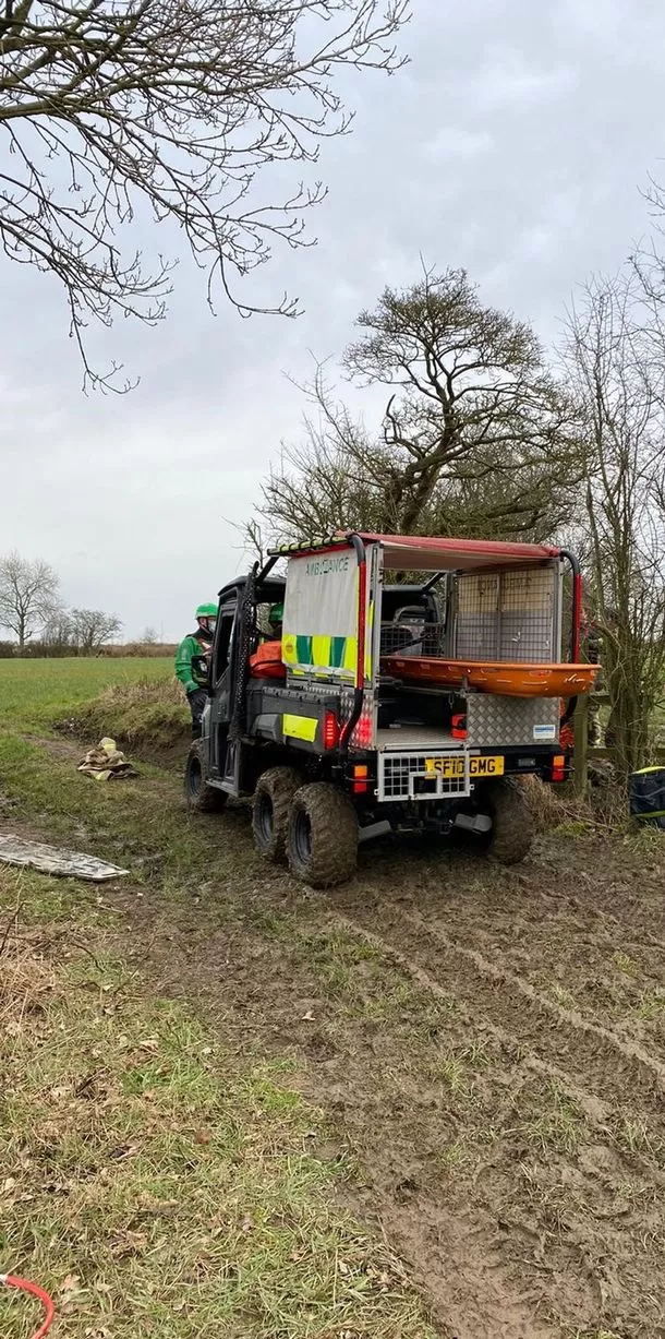 East Midlands Ambulance Service brought a stretcher to the scene