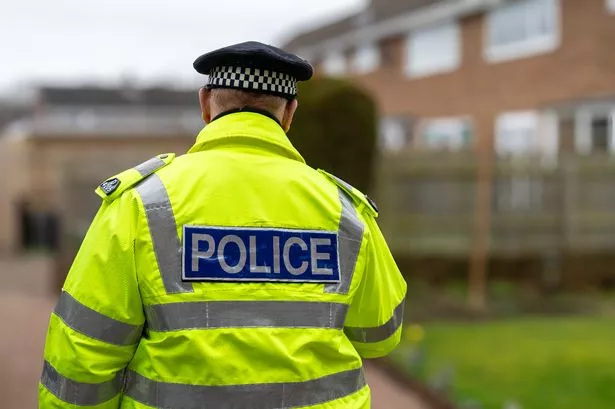 Police officer in uniform from behind