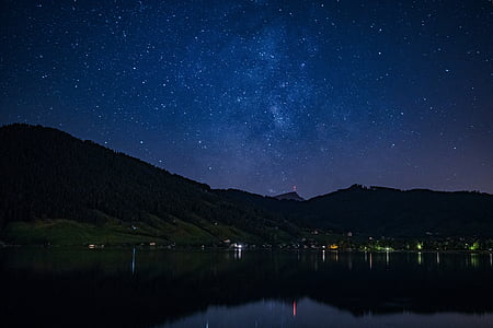 mountain silhouette at nighttime