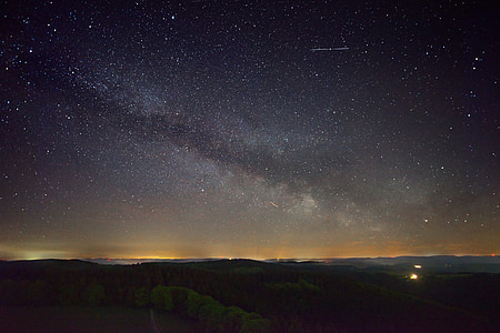 landscape photography of mountains with milky way