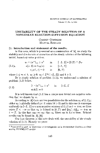 Nar Reaction Diffusion Equation