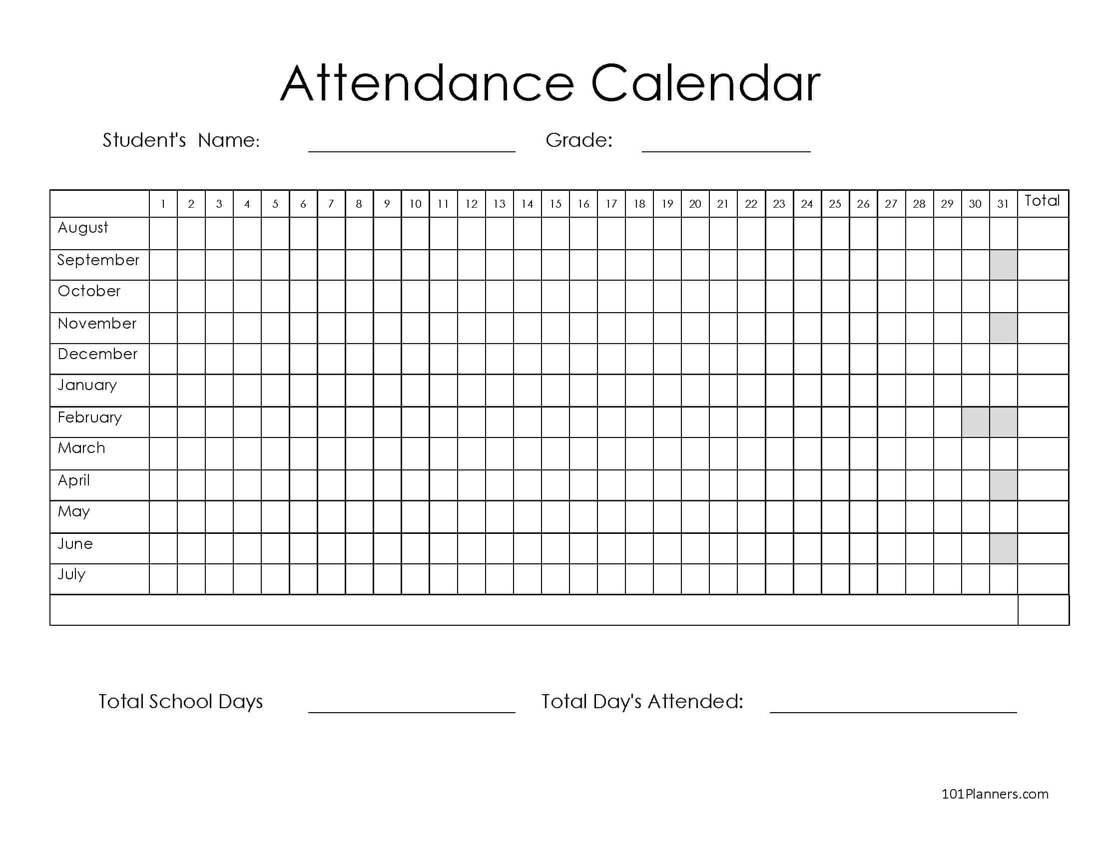 Homeschooling Attendance Sheet 2024 - Halli Elianore