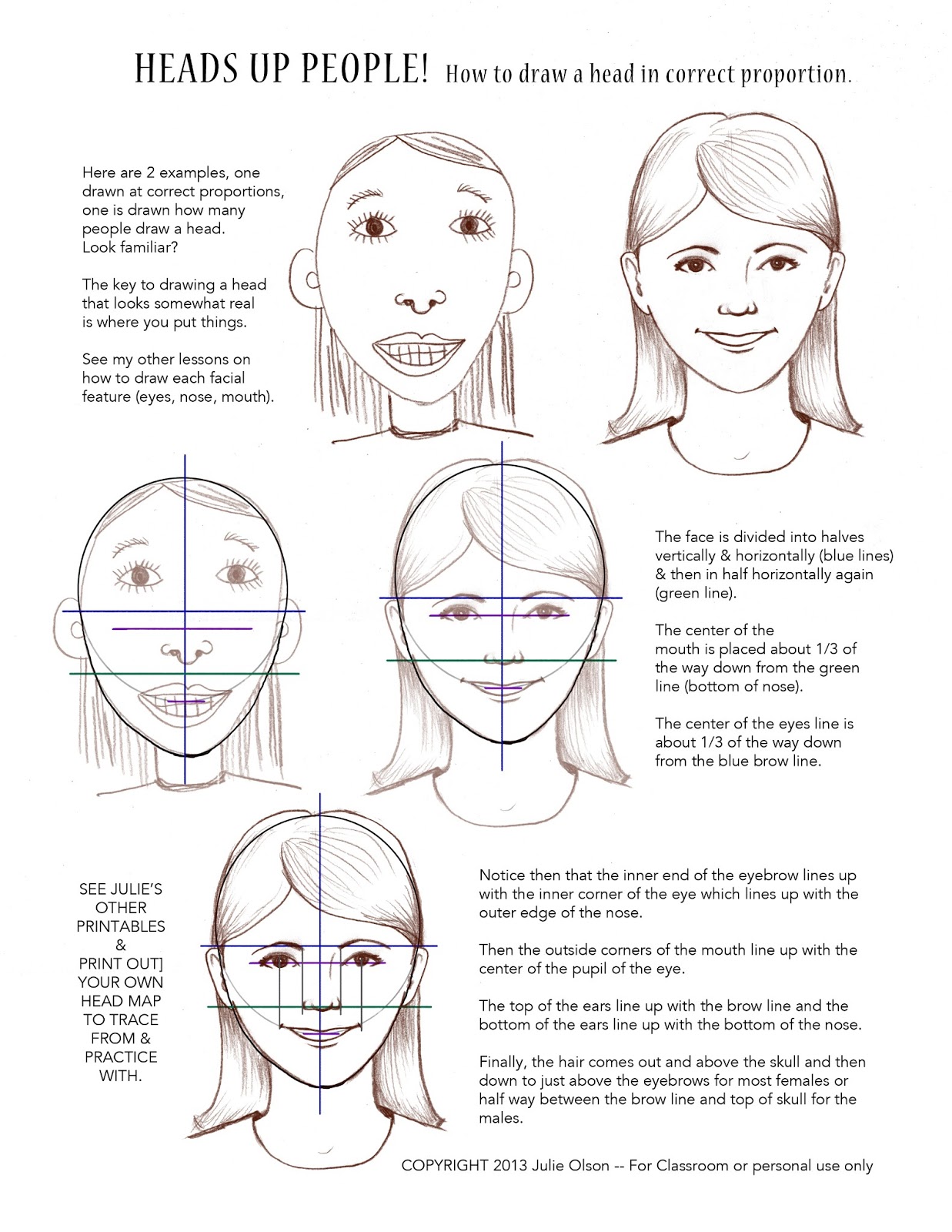 Julie Olson Books Author/Illustrator How to draw a face/head