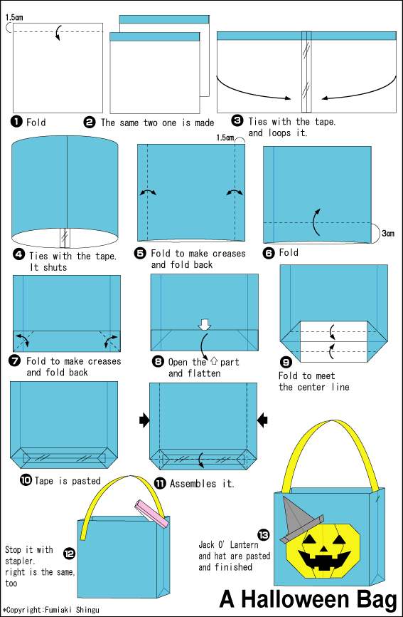 Origami A Halloween Bag instructions Easy Origami instructions For Kids