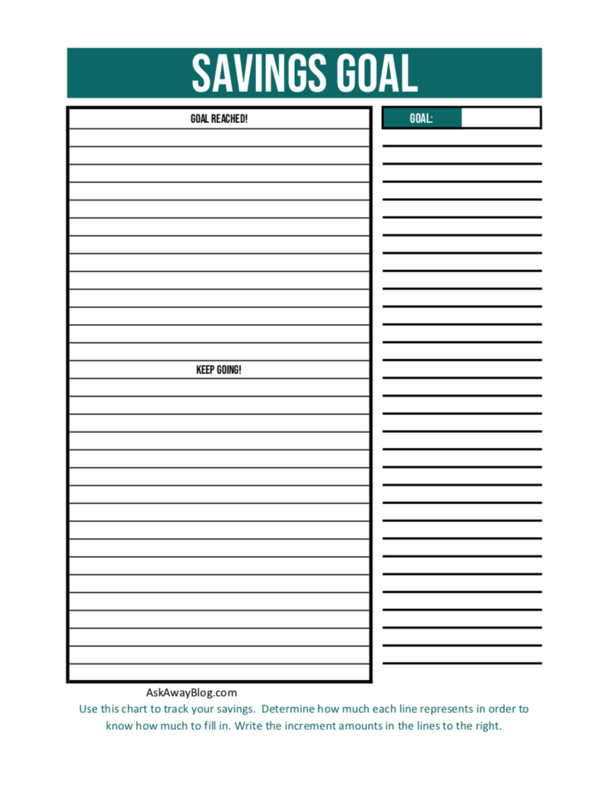 Ask Away Blog FREE Printable Financial Goal Charts