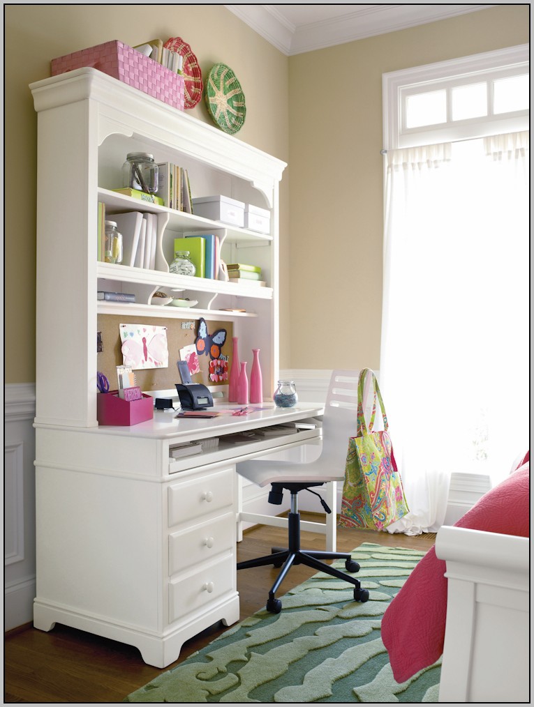 White Desk With Hutch And Cork Board