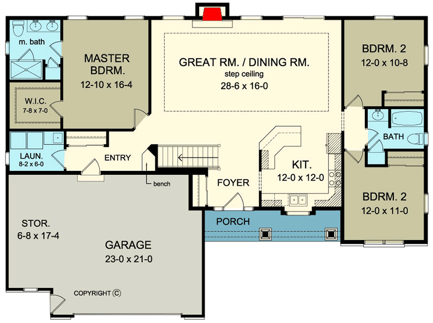 3Bed Ranch Home Plan with Additional Storage in Garage 790094GLV Architectural Designs