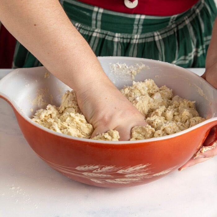 mixing dough by hand