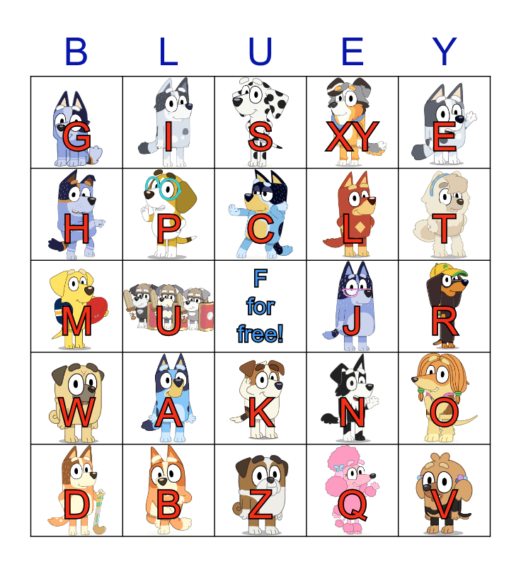 Bluey Bingo Game Printable