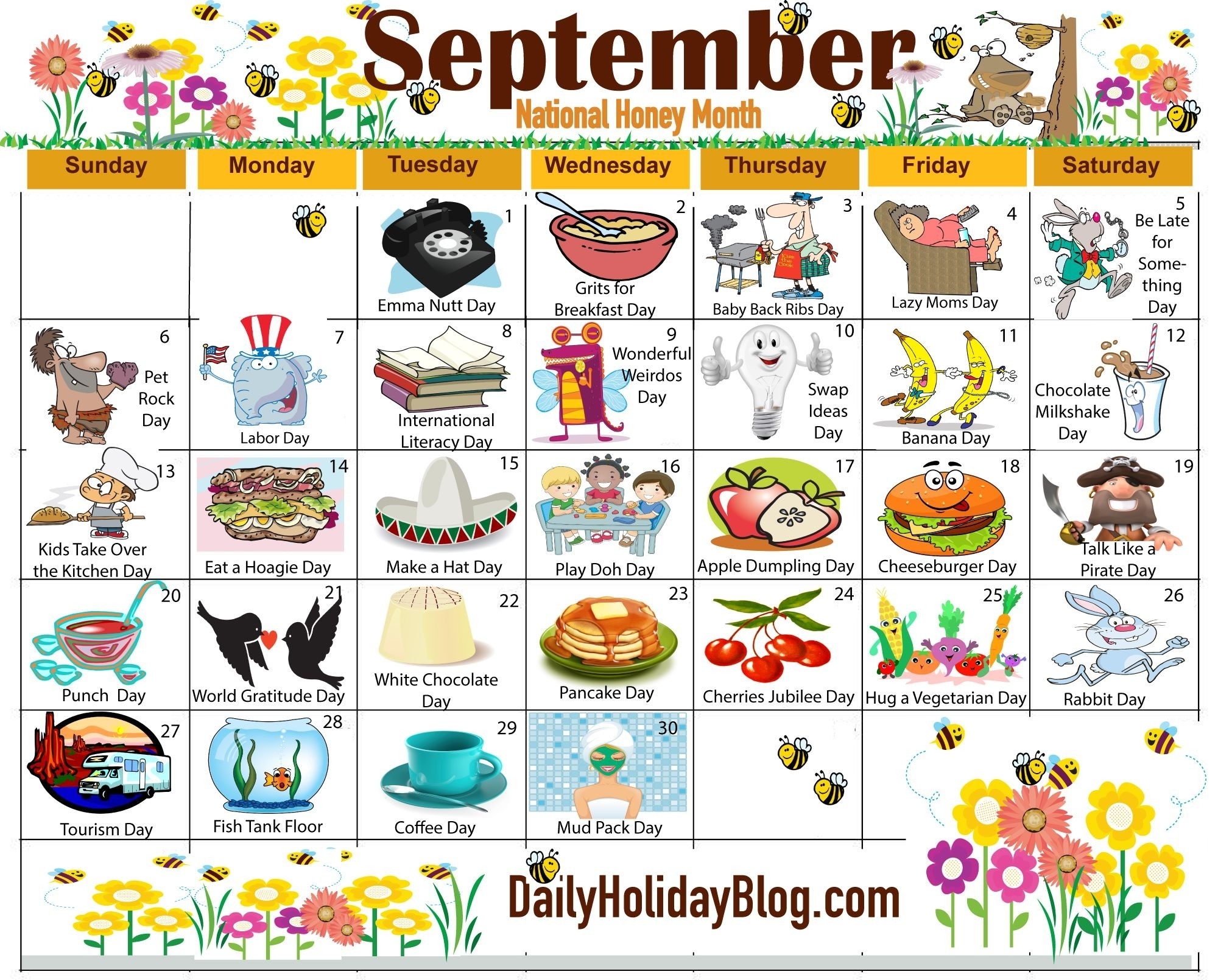 Year Calendar Of National Days Month Calendar Printable