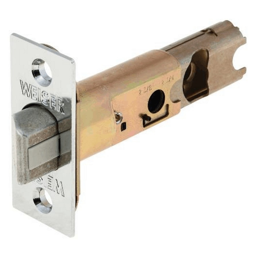 Weiser Lock: Satin Chrome Spring Door Backset Latch :: Brantford Home