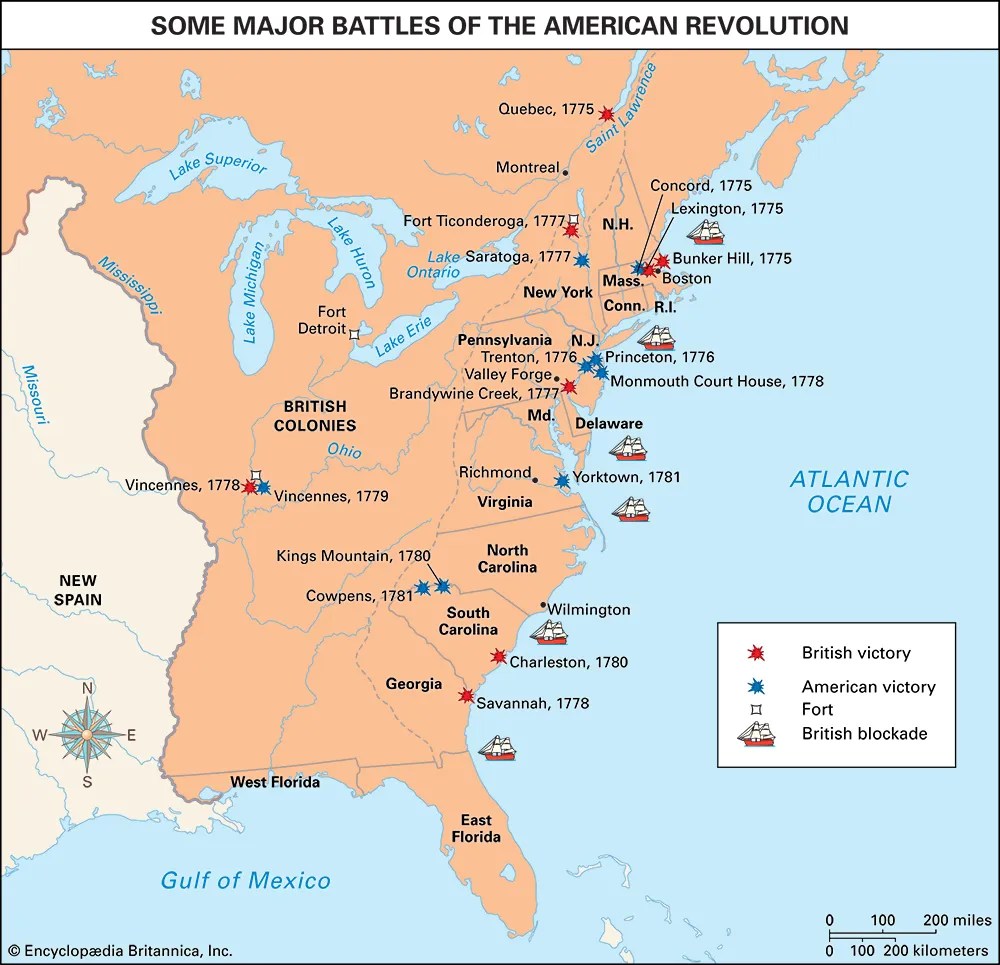 American Revolution Map Of Battles