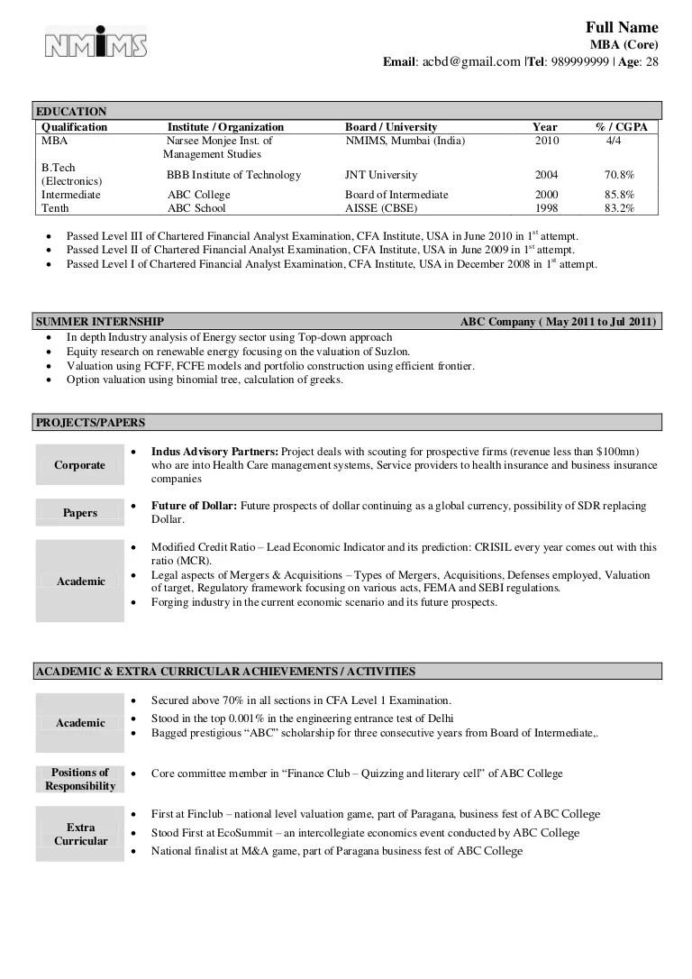 Fresher Resume Format Download Pdf