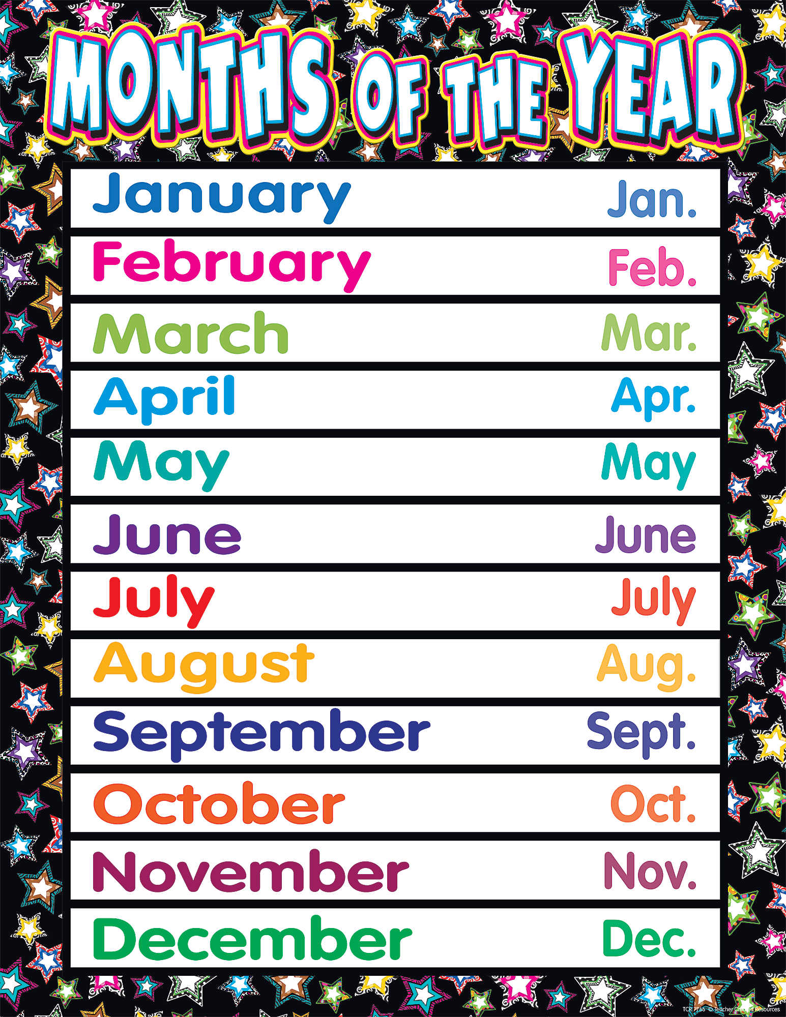 Fancy Stars Months of the Year Chart - TCR7756 | Teacher Created Resources