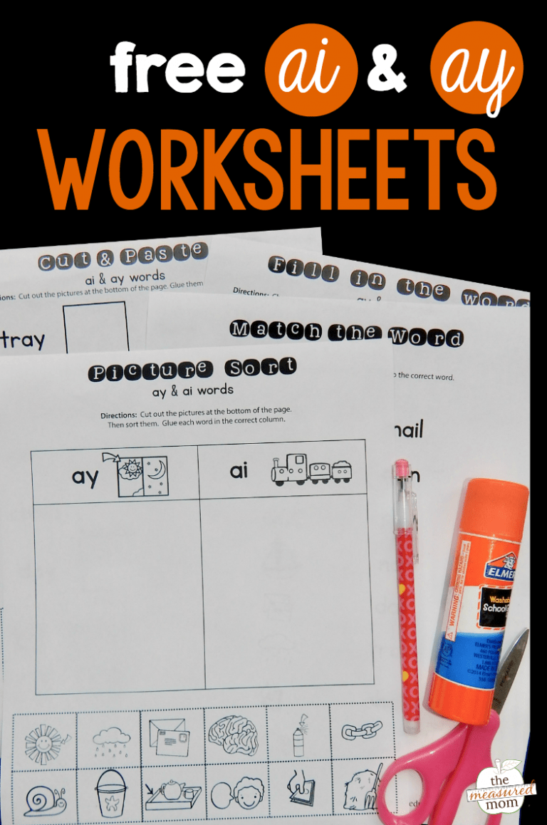 Worksheets for ai & ay words The Measured Mom